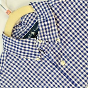 Ralph Lauren Navy & White Gingham Checkered Size S Classic Fit Shirt